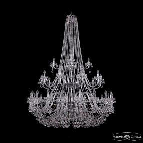 Большая хрустальная люстра Bohemia IVELE Crystal 1409/20+10+5/530/h-203/3d Ni
