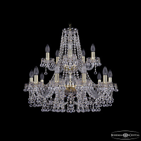 Большая хрустальная люстра Bohemia IVELE Crystal 1409/10+5/240/2d G