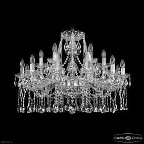 Большая хрустальная люстра Bohemia IVELE Crystal 1413/12+6/300 Ni