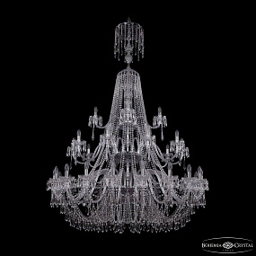 Большая хрустальная люстра Bohemia IVELE Crystal 1403/20+10+5/530/XL-203/3d Ni