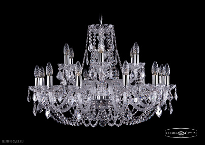 Хрустальная подвесная люстра Bohemia IVELE Crystal 1406/12+6/300/Ni/Leafs