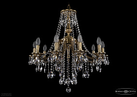 Литая подвесная люстра с хрусталем Bohemia IVELE Crystal 1771/10/220/B/FP