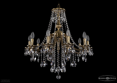Литая подвесная люстра с хрусталем Bohemia IVELE Crystal 1771/10/220/B/FP