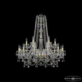 Большая хрустальная люстра Bohemia IVELE Crystal 1411/12+6/300/h-94 G