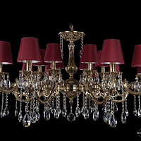 Литая подвесная люстра с хрусталем и абажурами Bohemia IVELE Crystal 1703/18/320+210/A/GB/SH22