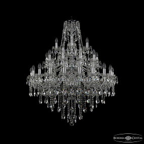 Большая хрустальная люстра Bohemia IVELE Crystal 1415/20+10+5/300/3d Ni