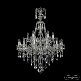 Большая хрустальная люстра Bohemia IVELE Crystal 1415/12+6/300/XL-114/2d Ni