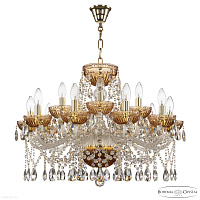 Хрустальная подвесная люстра Bohemia IVELE Crystal 5413/10+5/240 G Amber/M-1G