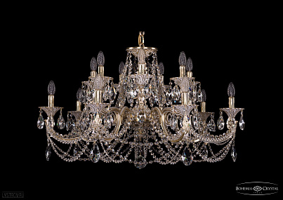 Литая подвесная люстра с хрусталем Bohemia IVELE Crystal 1702/7+7/335+150/C/GW