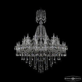 Большая хрустальная люстра Bohemia IVELE Crystal 1415/24+12/530/XL-186 Ni