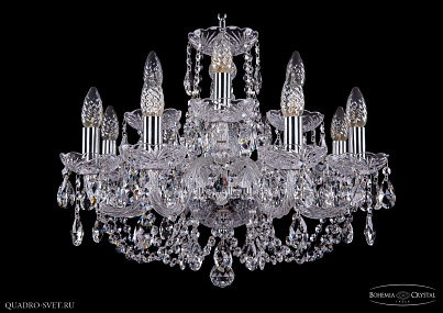 Хрустальная подвесная люстра Bohemia IVELE Crystal 1406/8+4/195/Ni