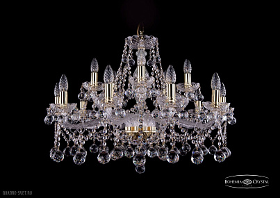 Хрустальная подвесная люстра Bohemia IVELE Crystal 1413/10+5/300/G/Balls