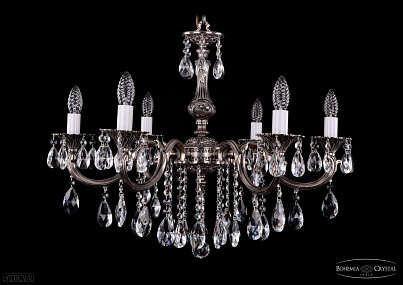 Литая подвесная люстра с хрусталем Bohemia IVELE Crystal 1702/6/265/B/NB