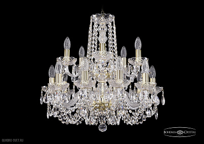 Хрустальная подвесная люстра Bohemia IVELE Crystal 1402/10+5/195/2d/G