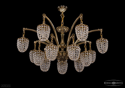 Литая подвесная люстра с хрусталем Bohemia IVELE Crystal 1772/14/342/GB