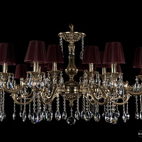 Литая подвесная люстра с хрусталем и абажурами Bohemia IVELE Crystal 1703/18/320+210/A/GB/SH9