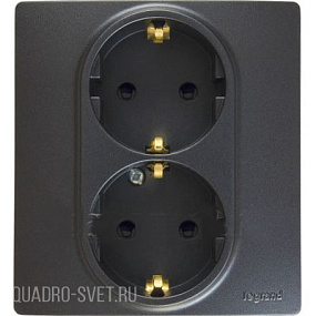 Розетка 2X2К+З АНТР ETIKA, арт. 672623 Legrand