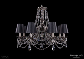 Литая подвесная люстра с хрусталем и абажурами Bohemia IVELE Crystal 1771/8/220/C/NB/SH25