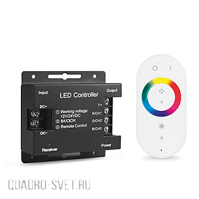 Контроллер для RGB 288W 24А с сенсорным пультом управления цветом (белый) GAUSS 201013288