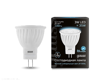 Лампа LED Gauss Софитная 3 Вт GU4 4100K 220В 132517203