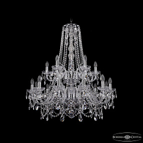 Большая хрустальная люстра Bohemia IVELE Crystal 1411/12+6/300/h-93/2d Ni
