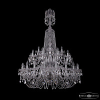 Большая хрустальная люстра Bohemia IVELE Crystal 1402/20+10+5/400/XL-160/2d Ni