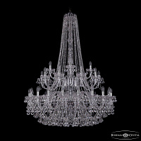 Большая хрустальная люстра Bohemia IVELE Crystal 1409/20+10+5/400/h-152/2d Ni