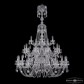 Большая хрустальная люстра Bohemia IVELE Crystal 1402/20+10+5/400/XL-158/3d Ni