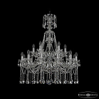 Большая хрустальная люстра Bohemia IVELE Crystal 1413/12+6/300/XL-96/2d Ni