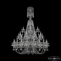 Большая хрустальная люстра Bohemia IVELE Crystal 1406/20+10+5/400/XL-157/3d Ni