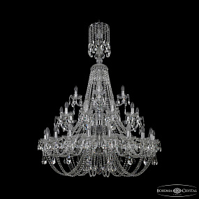 Большая хрустальная люстра Bohemia IVELE Crystal 1406/20+10+5/400/XL-157/3d Ni