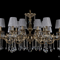 Литая подвесная люстра с хрусталем и абажурами Bohemia IVELE Crystal 1703/18/320+210/A/GB/SH6