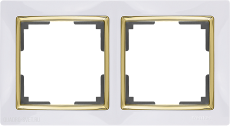 Рамка на 2 поста (белый/золото) Werkel WL03-Frame-02-white-GD