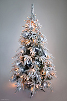 CRYSTAL TREES Искусственная Ель Маттерхорн заснеженная с вплетенной гирляндой 210см