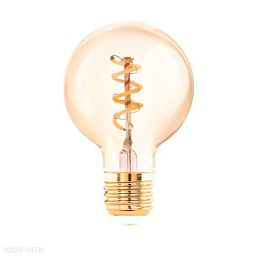 Лампа светодиодная G60, 1x4W(E27), 145lm, 2000K, янтарный EGLO LM_LED_E27 110192