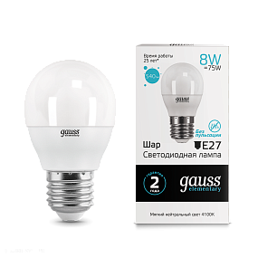Лампа Gauss LED Elementary Globe 8W E27 4100K 53228