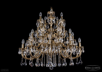 Литая подвесная люстра с хрусталем Bohemia IVELE Crystal 1742/10+10+5+5/335/A/GB