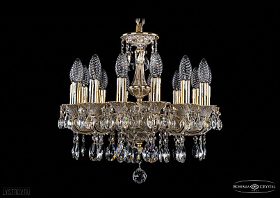 Литая подвесная люстра с хрусталем Bohemia IVELE Crystal 1707/14/125/A/GW
