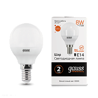 Лампа Gauss LED Elementary Globe 8W E14 3000K 53118