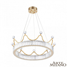 Подвесная хрустальная светодиодная люстра Arte Milano 310322/D600 GD