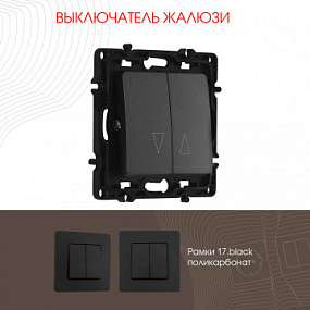 Выключатель жалюзи, 10A 250V 217.38-2.black Arte Milano