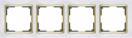 Рамка на 4 поста (белый/золото) Werkel WL03-Frame-04-white-GD