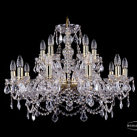 Хрустальная подвесная люстра Bohemia IVELE Crystal 1411/10+5/240/G/Leafs