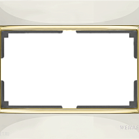 Рамка для двойной розетки (слоновая кость/золото) Werkel WL03-Frame-01-DBL-ivory-GD