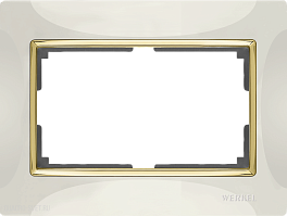 Рамка для двойной розетки (слоновая кость/золото) Werkel WL03-Frame-01-DBL-ivory-GD