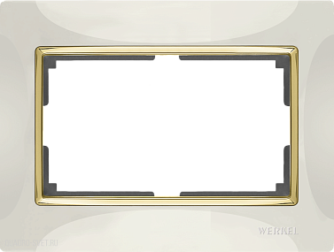 Рамка для двойной розетки (слоновая кость/золото) Werkel WL03-Frame-01-DBL-ivory-GD