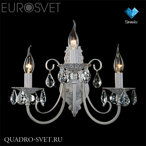 Бра EUROSVET 3305 3305/3 белый с золотом/прозрачный хрусталь Strotskis