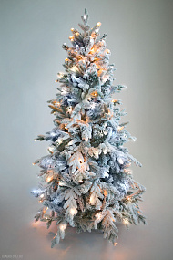 CRYSTAL TREES Искусственная Ель Неаполь заснеженная с вплетенной гирляндой 180см