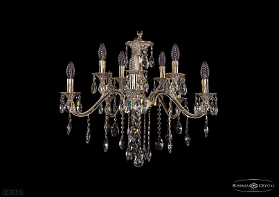 Литая подвесная люстра с хрусталем Bohemia IVELE Crystal 1703/10/225/B/GW