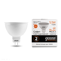 Лампа Gauss LED Elementary MR16 GU5.3 5.5W 3000К 13516